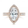 18k Rose Gold 18k Rose Gold Marquise Diamond Halo Engagement Ring - Top View -  105189 - Thumbnail