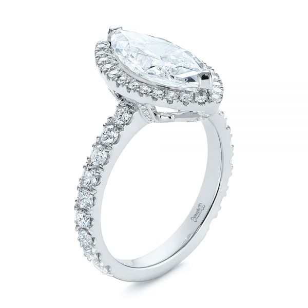  Platinum Platinum Marquise Diamond Halo Engagement Ring - Three-Quarter View -  105189