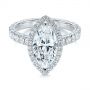18k White Gold 18k White Gold Marquise Diamond Halo Engagement Ring - Flat View -  105189 - Thumbnail