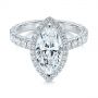 18k White Gold 18k White Gold Marquise Diamond Halo Engagement Ring - Flat View -  105189 - Thumbnail
