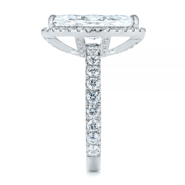 18k White Gold 18k White Gold Marquise Diamond Halo Engagement Ring - Side View -  105189