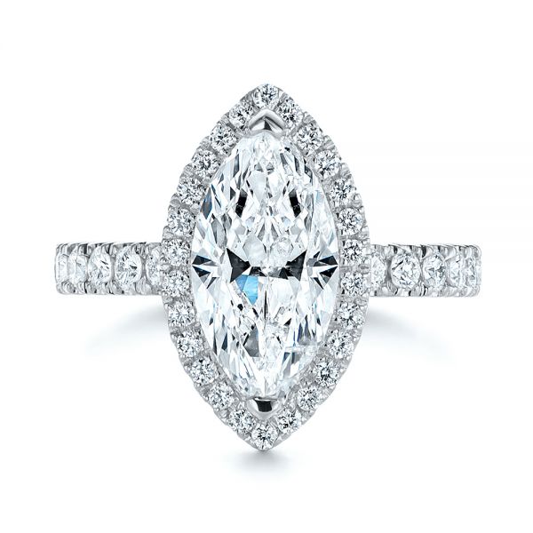  Platinum Platinum Marquise Diamond Halo Engagement Ring - Top View -  105189