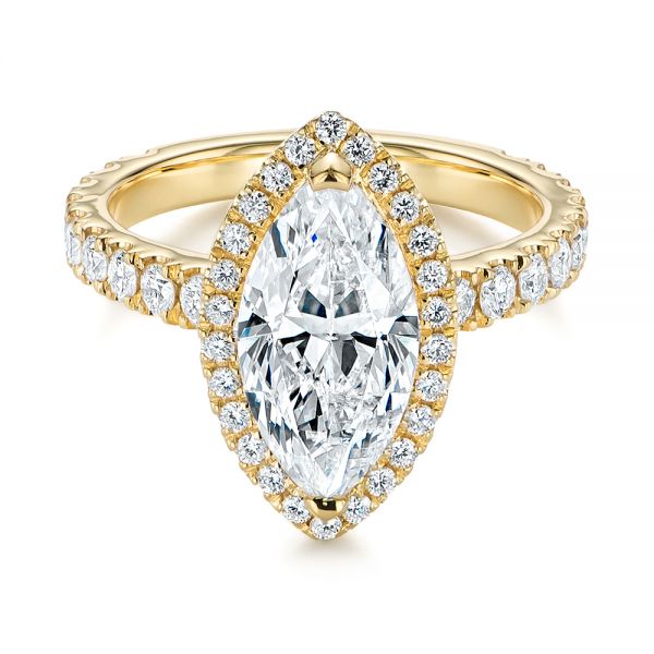 14k Yellow Gold 14k Yellow Gold Marquise Diamond Halo Engagement Ring - Flat View -  105189