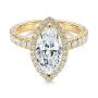 18k Yellow Gold Marquise Diamond Halo Engagement Ring - Flat View -  105189 - Thumbnail