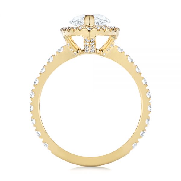 18k Yellow Gold Marquise Diamond Halo Engagement Ring - Front View - 105189