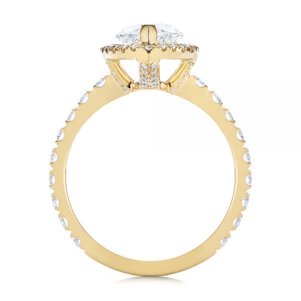 18k Yellow Gold Marquise Diamond Halo Engagement Ring - Front View -  105189