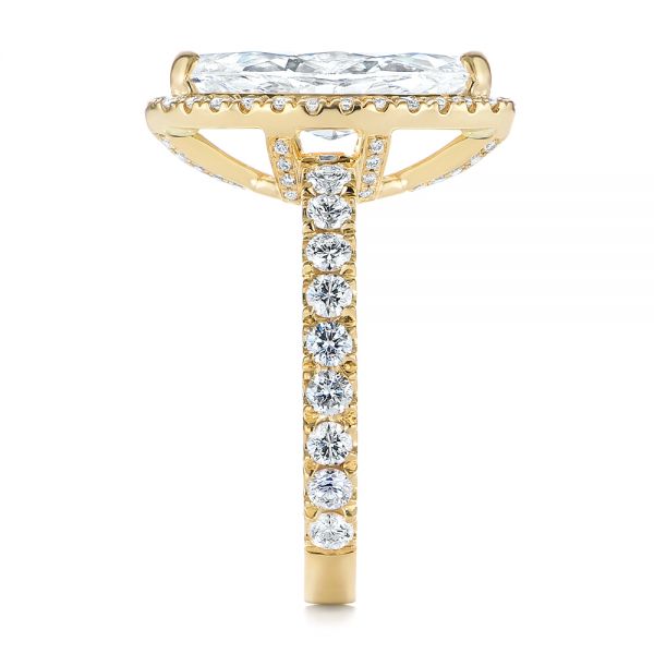 18k Yellow Gold Marquise Diamond Halo Engagement Ring - Side View - 105189