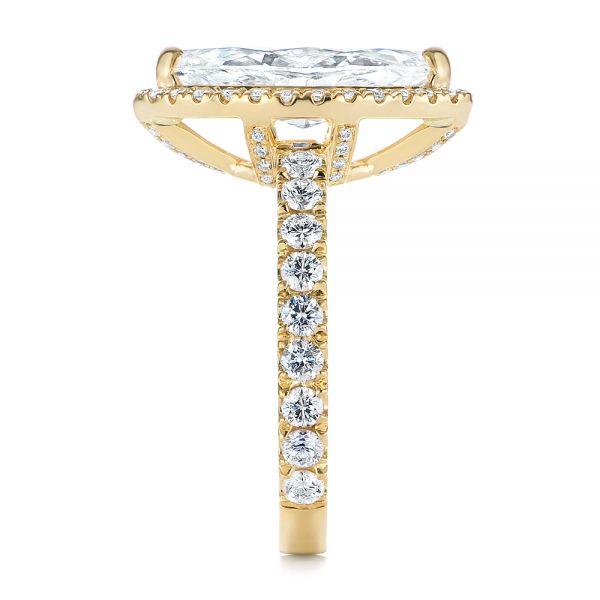 14k Yellow Gold 14k Yellow Gold Marquise Diamond Halo Engagement Ring - Side View -  105189