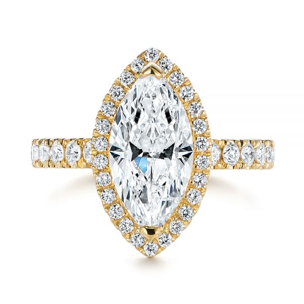 18k Yellow Gold Marquise Diamond Halo Engagement Ring - Top View -  105189