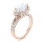 18k Rose Gold 18k Rose Gold Marquise Diamond Pave Halo Engagement Ring - Three-Quarter View -  104585 - Thumbnail