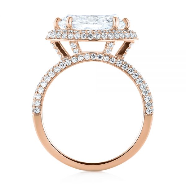 14k Rose Gold 14k Rose Gold Marquise Diamond Pave Halo Engagement Ring - Front View -  104585
