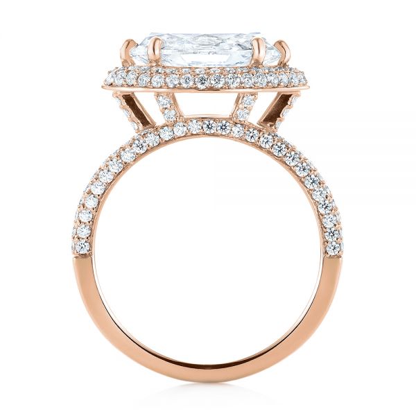 14k Rose Gold 14k Rose Gold Marquise Diamond Pave Halo Engagement Ring - Front View - 104585