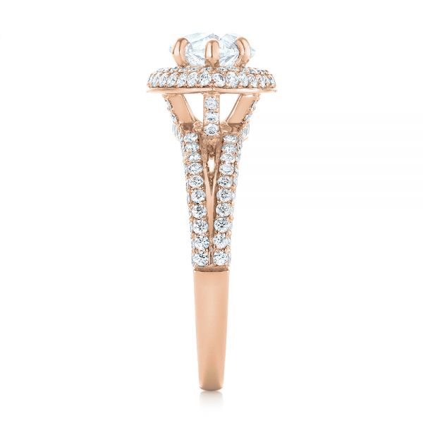 14k Rose Gold 14k Rose Gold Marquise Diamond Pave Halo Engagement Ring - Side View - 104585