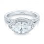  Platinum Marquise Diamond Pave Halo Engagement Ring - Flat View -  104585 - Thumbnail