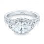 14k White Gold 14k White Gold Marquise Diamond Pave Halo Engagement Ring - Flat View -  104585 - Thumbnail