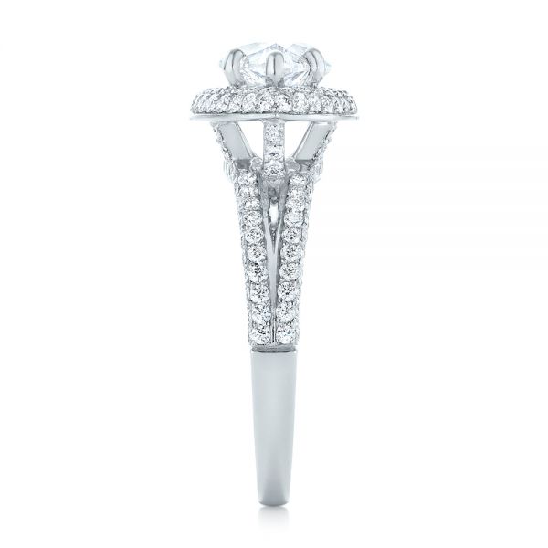  Platinum Marquise Diamond Pave Halo Engagement Ring - Side View -  104585