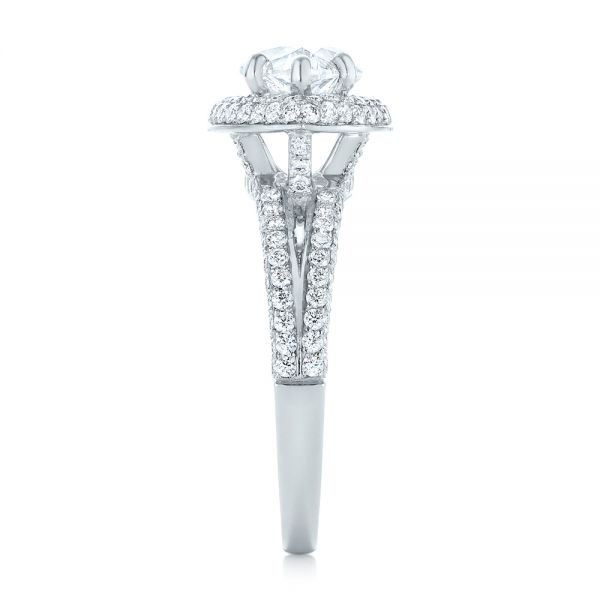 18k White Gold 18k White Gold Marquise Diamond Pave Halo Engagement Ring - Side View -  104585