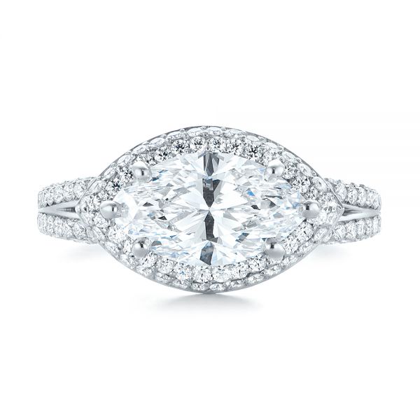  Platinum Marquise Diamond Pave Halo Engagement Ring - Top View -  104585