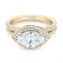 18k Yellow Gold 18k Yellow Gold Marquise Diamond Pave Halo Engagement Ring - Flat View -  104585 - Thumbnail