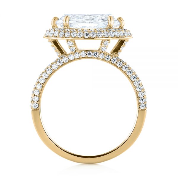 18k Yellow Gold 18k Yellow Gold Marquise Diamond Pave Halo Engagement Ring - Front View -  104585