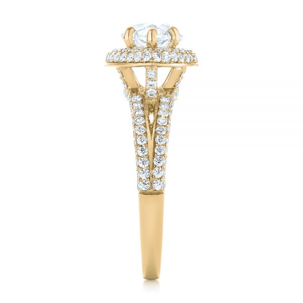 14k Yellow Gold 14k Yellow Gold Marquise Diamond Pave Halo Engagement Ring - Side View - 104585
