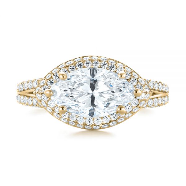 14k Yellow Gold 14k Yellow Gold Marquise Diamond Pave Halo Engagement Ring - Top View - 104585