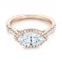 18k Rose Gold 18k Rose Gold Marquise Halo Diamond Engagement Ring - Flat View -  104001 - Thumbnail