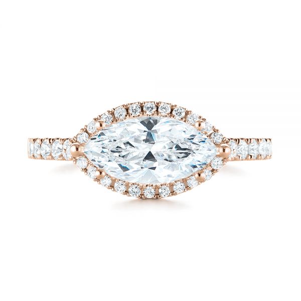 14k Rose Gold 14k Rose Gold Marquise Halo Diamond Engagement Ring - Top View -  104001
