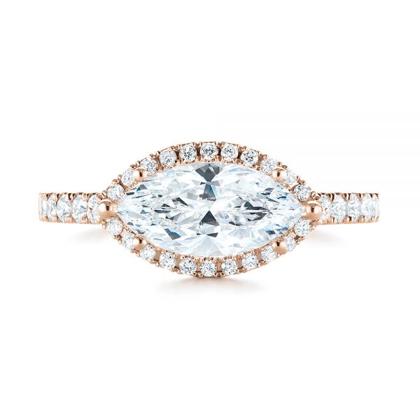 14k Rose Gold 14k Rose Gold Marquise Halo Diamond Engagement Ring - Top View - 104001
