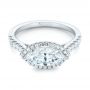 18k White Gold Marquise Halo Diamond Engagement Ring - Flat View -  104001 - Thumbnail
