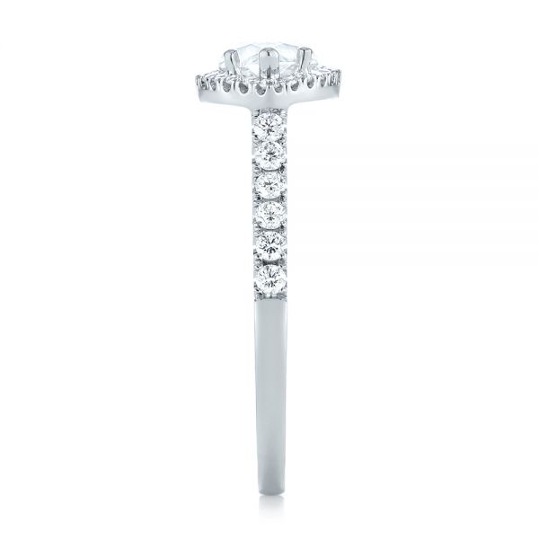 18k White Gold Marquise Halo Diamond Engagement Ring - Side View -  104001