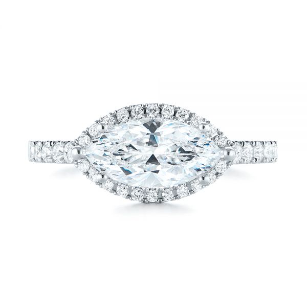  Platinum Platinum Marquise Halo Diamond Engagement Ring - Top View -  104001