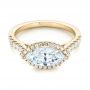 18k Yellow Gold 18k Yellow Gold Marquise Halo Diamond Engagement Ring - Flat View -  104001 - Thumbnail