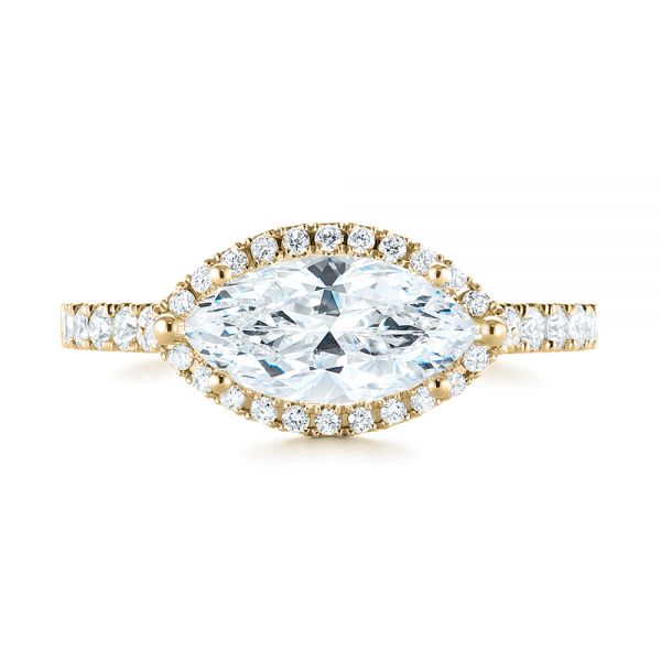 14k Yellow Gold 14k Yellow Gold Marquise Halo Diamond Engagement Ring - Top View - 104001