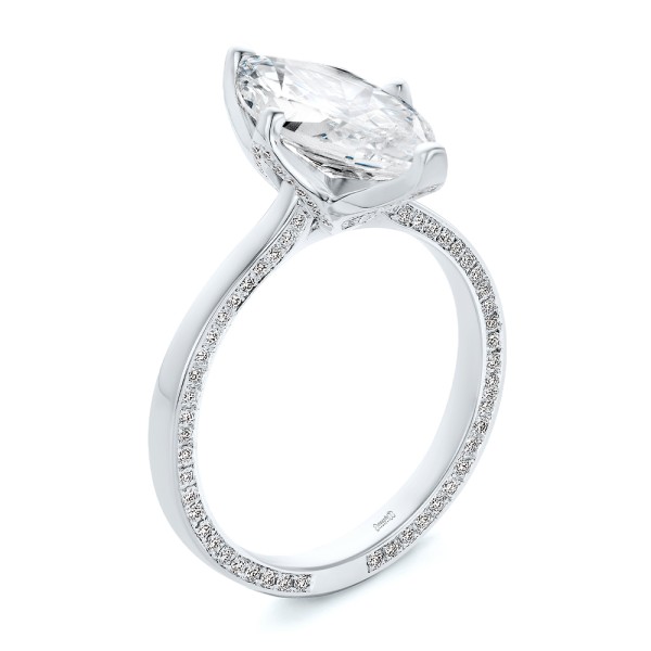 14k Yellow Gold 14k Yellow Gold Marquise Lotus Diamond Engagement Ring - Three-Quarter View -  108269