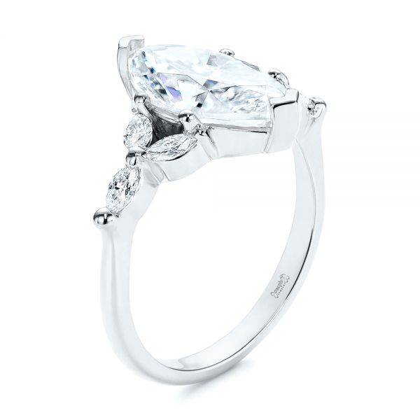 Marquise Moissanite and Diamond Engagement Ring - Image