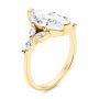 18k Yellow Gold Marquise Moissanite And Diamond Engagement Ring - Three-Quarter View -  106232 - Thumbnail