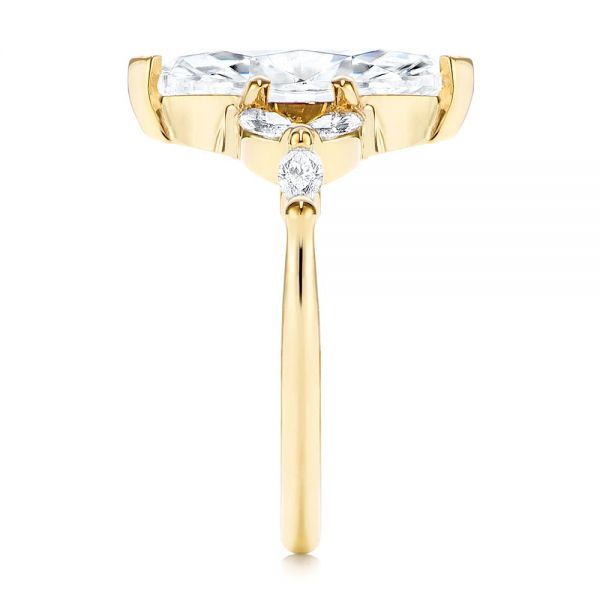 18k Yellow Gold Marquise Moissanite And Diamond Engagement Ring - Side View -  106232 - Thumbnail