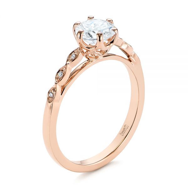 18k Rose Gold 18k Rose Gold Marquise Shaped Classic Diamond Engagement Ring - Three-Quarter View -  105182