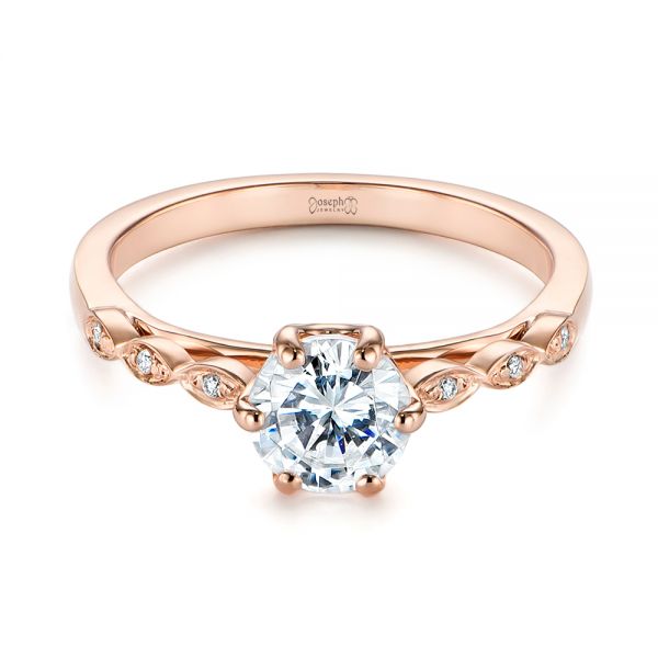 18k Rose Gold 18k Rose Gold Marquise Shaped Classic Diamond Engagement Ring - Flat View -  105182