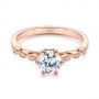14k Rose Gold Marquise Shaped Classic Diamond Engagement Ring - Flat View -  105182 - Thumbnail