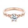 18k Rose Gold 18k Rose Gold Marquise Shaped Classic Diamond Engagement Ring - Flat View -  105182 - Thumbnail