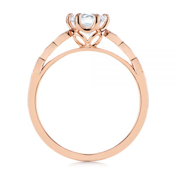 14k Rose Gold Marquise Shaped Classic Diamond Engagement Ring - Front View -  105182