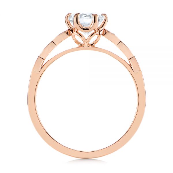 18k Rose Gold 18k Rose Gold Marquise Shaped Classic Diamond Engagement Ring - Front View -  105182