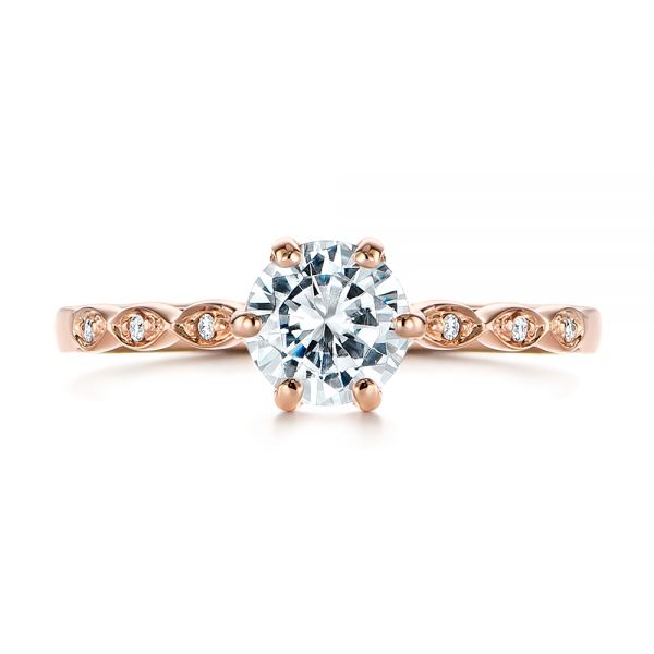 18k Rose Gold 18k Rose Gold Marquise Shaped Classic Diamond Engagement Ring - Top View -  105182