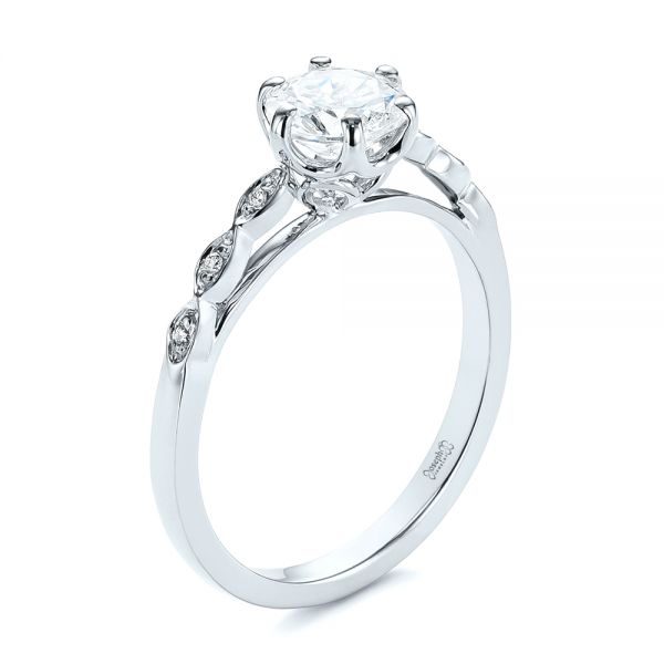 18k White Gold 18k White Gold Marquise Shaped Classic Diamond Engagement Ring - Three-Quarter View -  105182