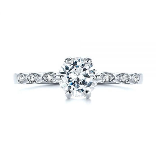 18k White Gold 18k White Gold Marquise Shaped Classic Diamond Engagement Ring - Top View -  105182