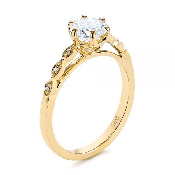 14k Yellow Gold 14k Yellow Gold Marquise Shaped Classic Diamond Engagement Ring - Three-Quarter View -  105182