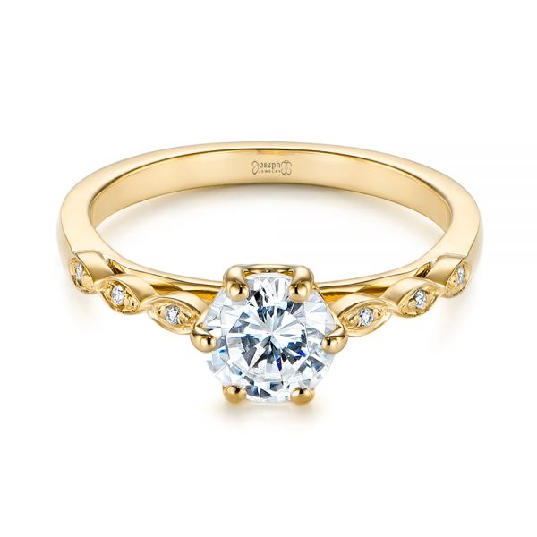 18k Yellow Gold 18k Yellow Gold Marquise Shaped Classic Diamond Engagement Ring - Flat View -  105182