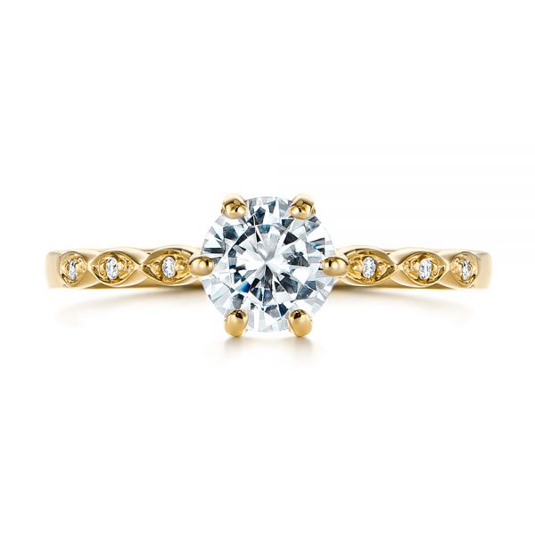 18k Yellow Gold 18k Yellow Gold Marquise Shaped Classic Diamond Engagement Ring - Top View -  105182